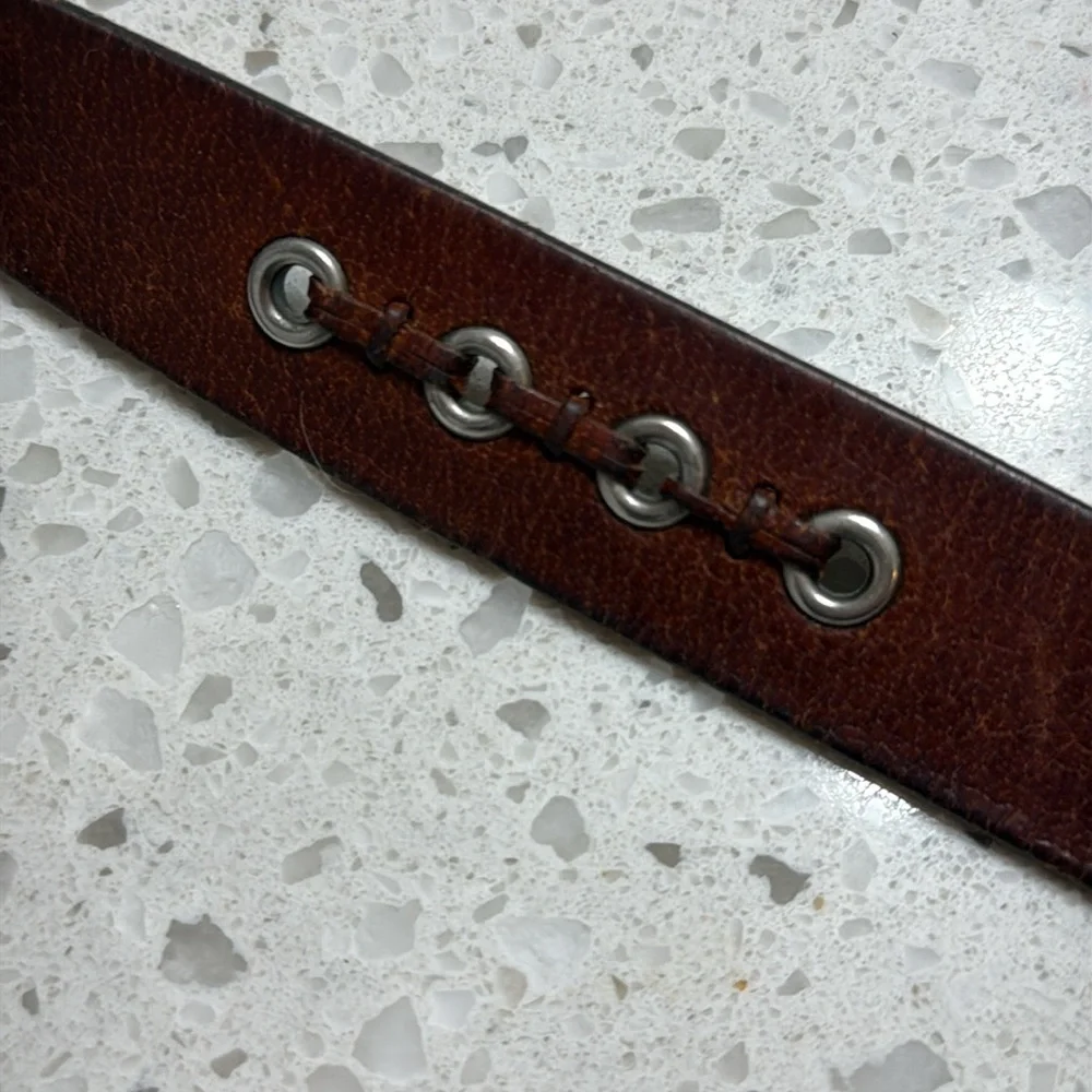 Rolf’s Distressed Brown Leather‎ Belt /Silver Buckle grommets western  M?